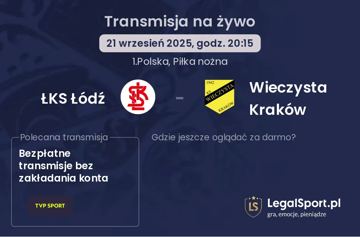 ŁKS Łódź - Wieczysta Kraków gdzie oglądać?