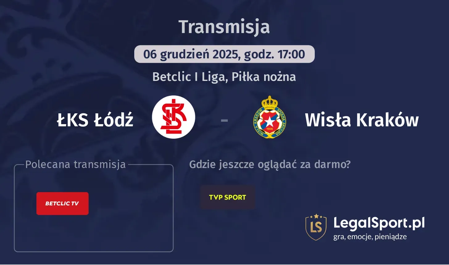 ŁKS Łódź - Wisła Kraków Transmisje