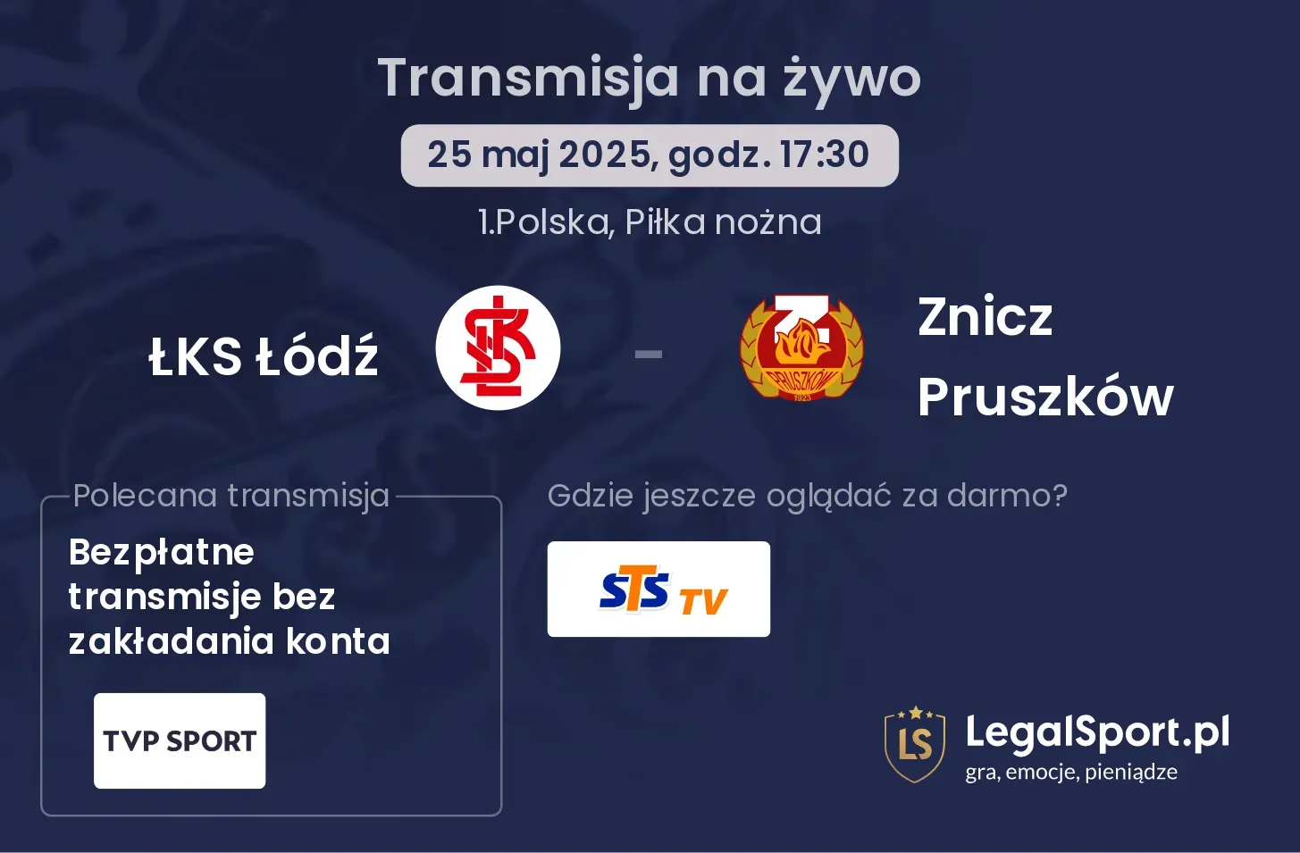 ŁKS Łódź - Znicz Pruszków transmisja na żywo