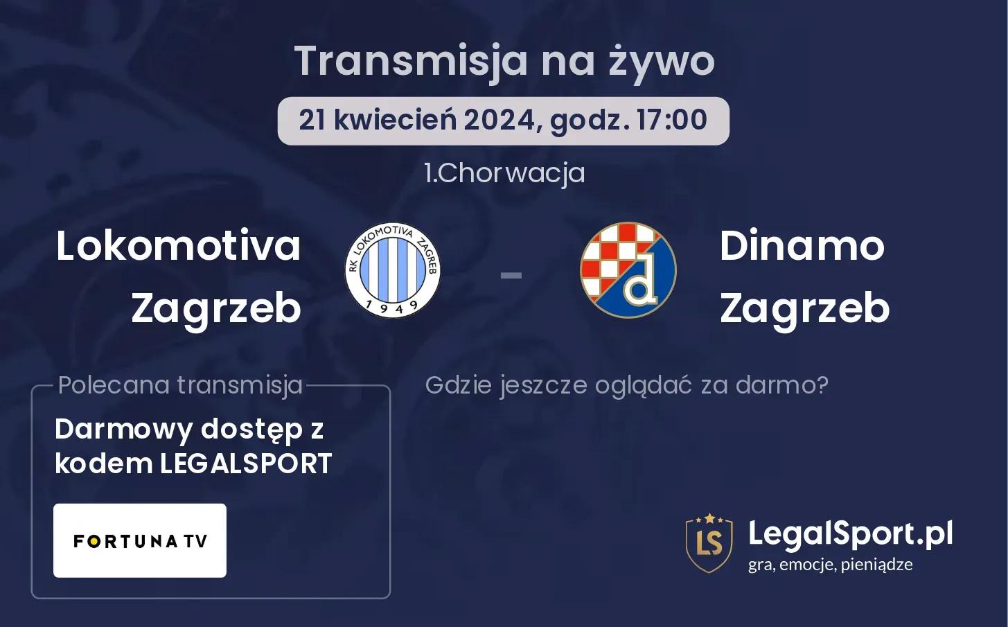 Lokomotiva Zagrzeb - Dinamo Zagrzeb transmisja na żywo