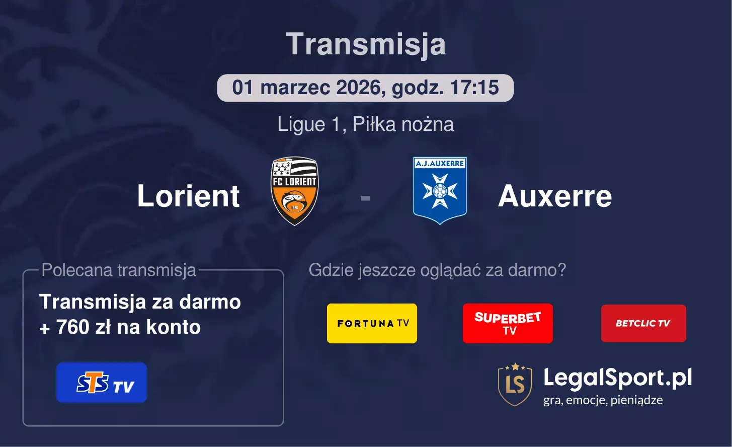 Lorient - Auxerre Transmisje