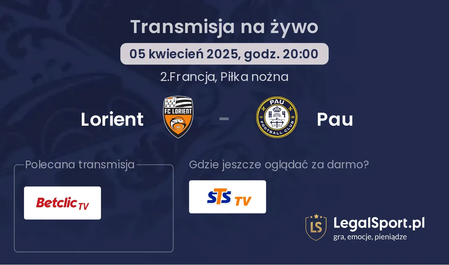 Lorient - Pau gdzie oglądać transmisję?