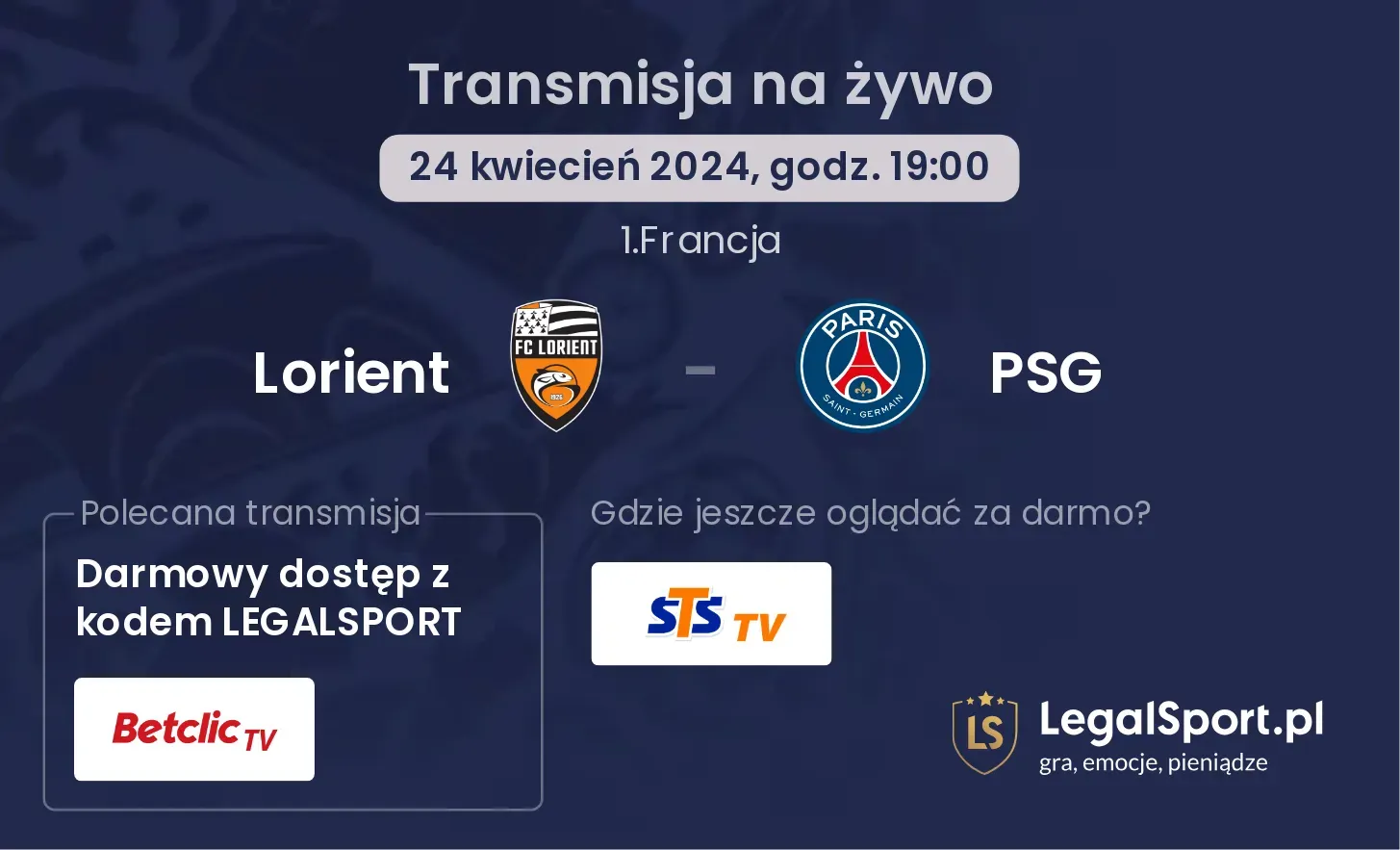 Lorient - PSG transmisja na żywo