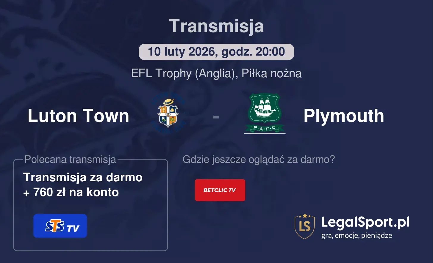 Luton Town - Plymouth Transmisje