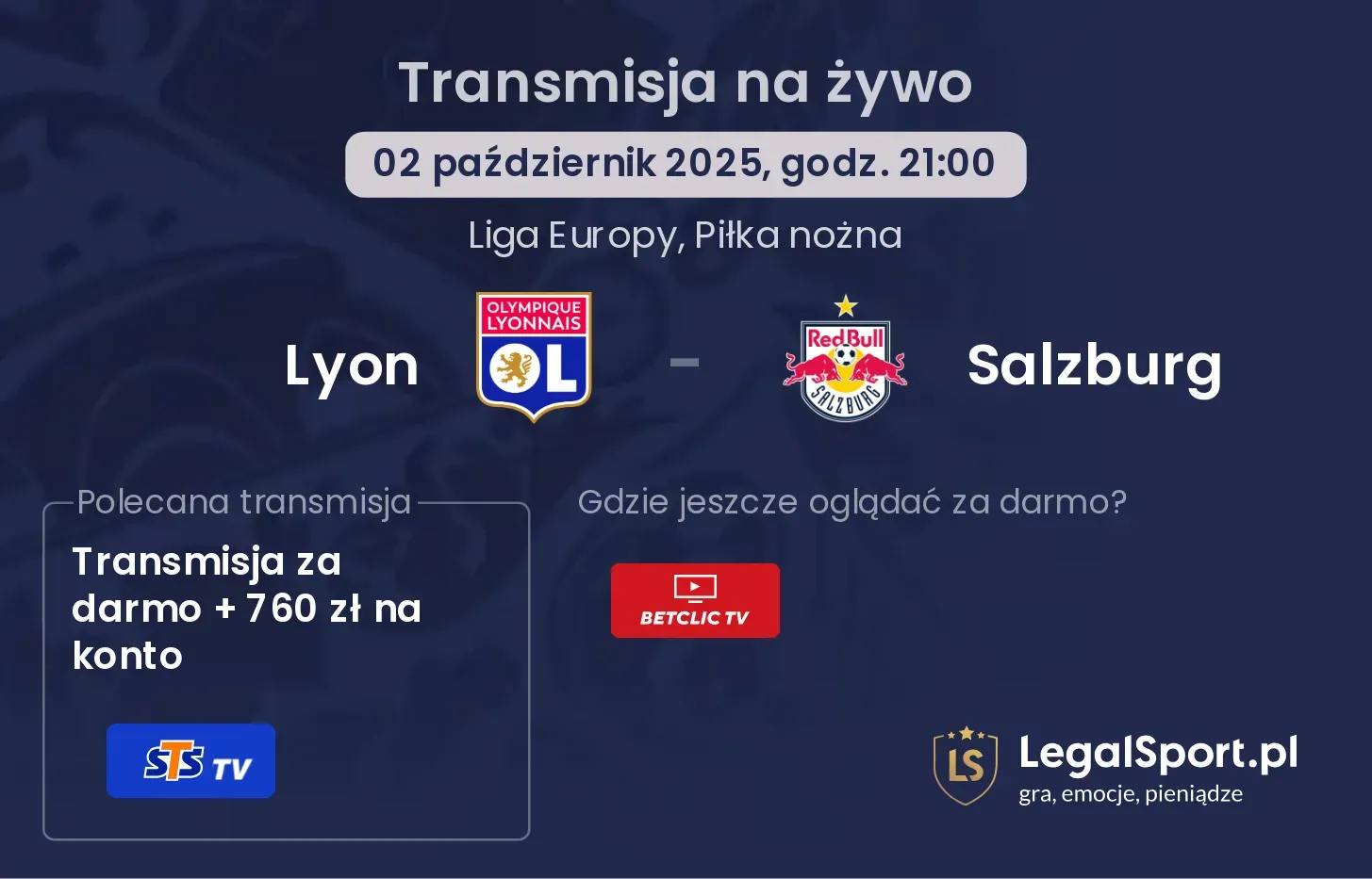 Lyon - Salzburg transmisja na żywo