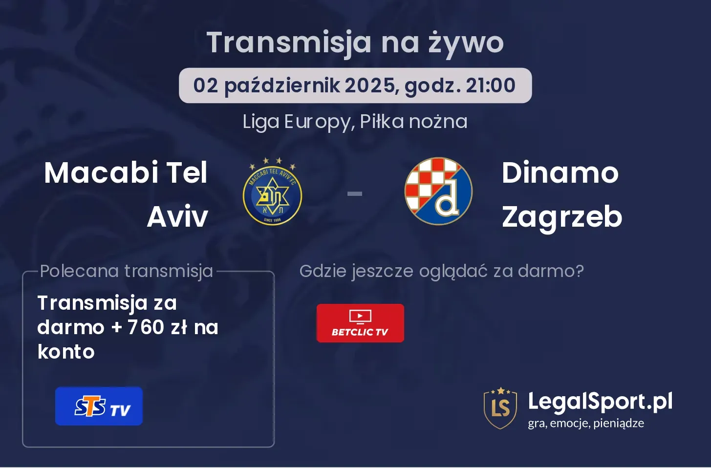 Macabi Tel Aviv - Dinamo Zagrzeb transmisja na żywo