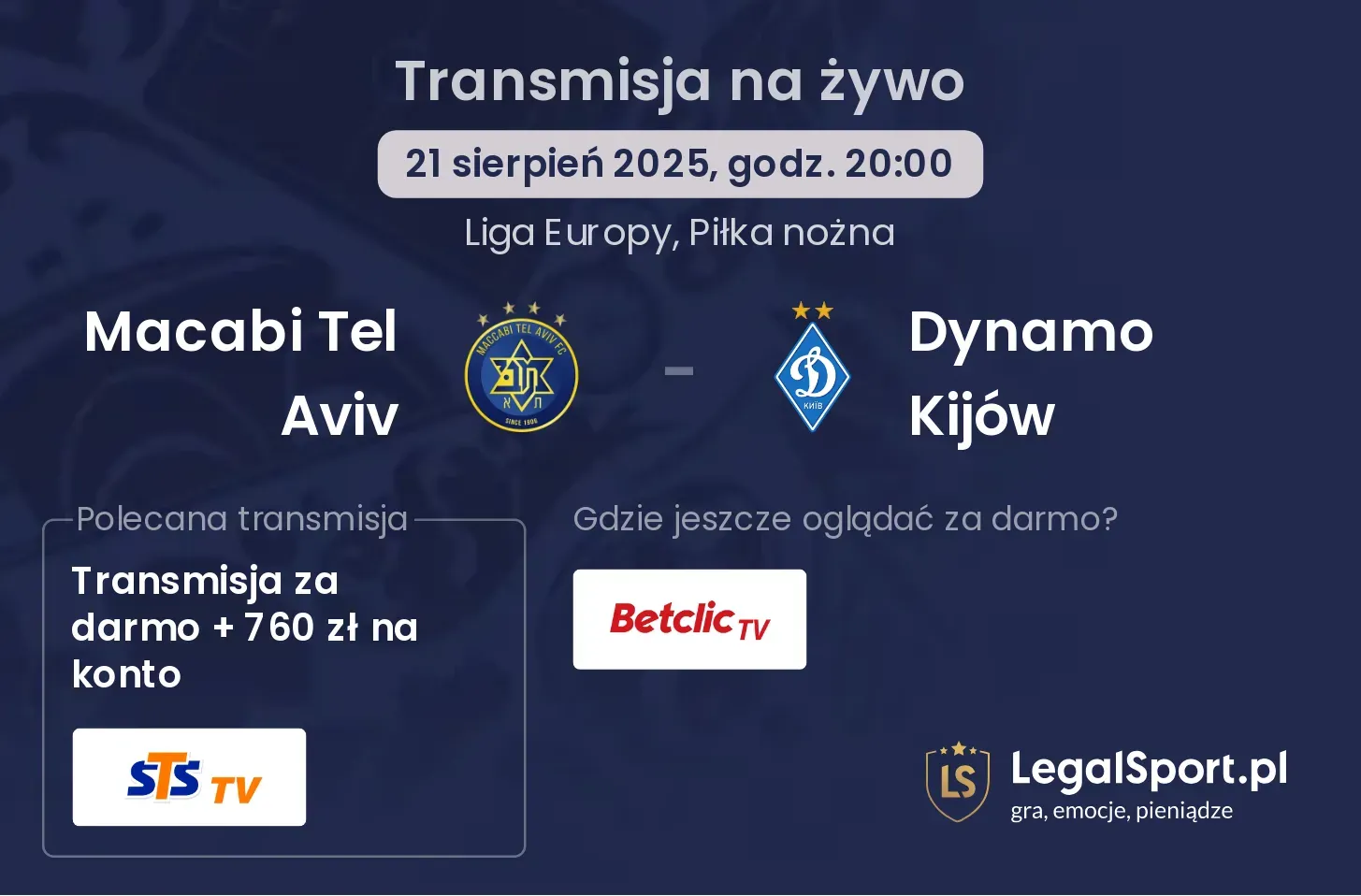 Macabi Tel Aviv - Dynamo Kijów transmisja na żywo