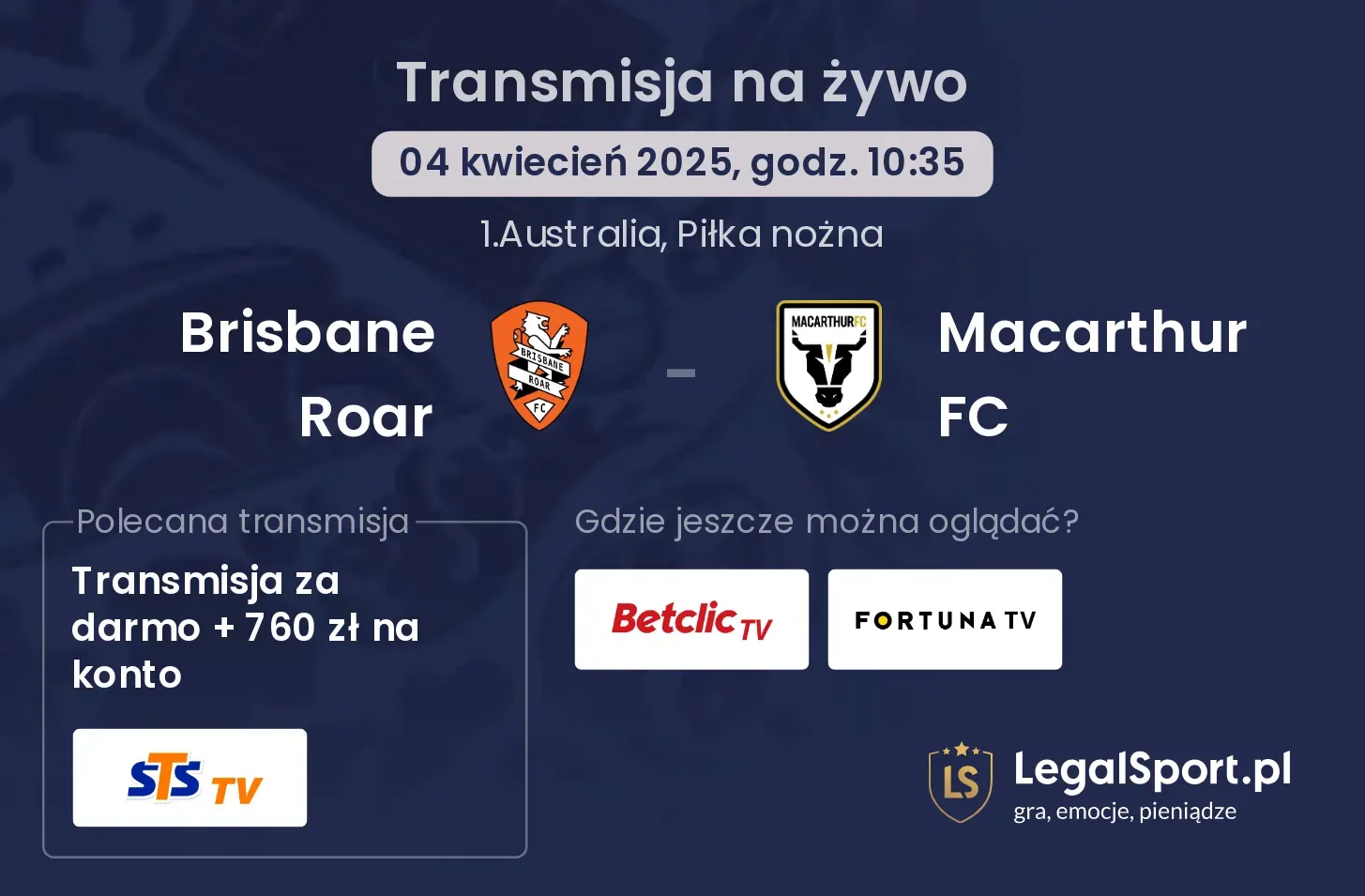 Brisbane Roar - Macarthur FC gdzie oglądać?
