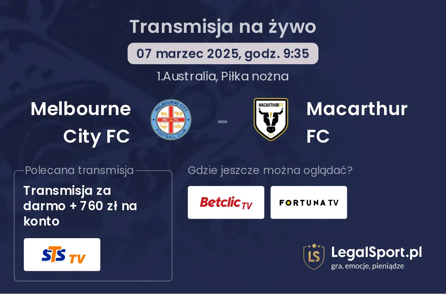 Melbourne City FC - Macarthur FC gdzie oglądać?