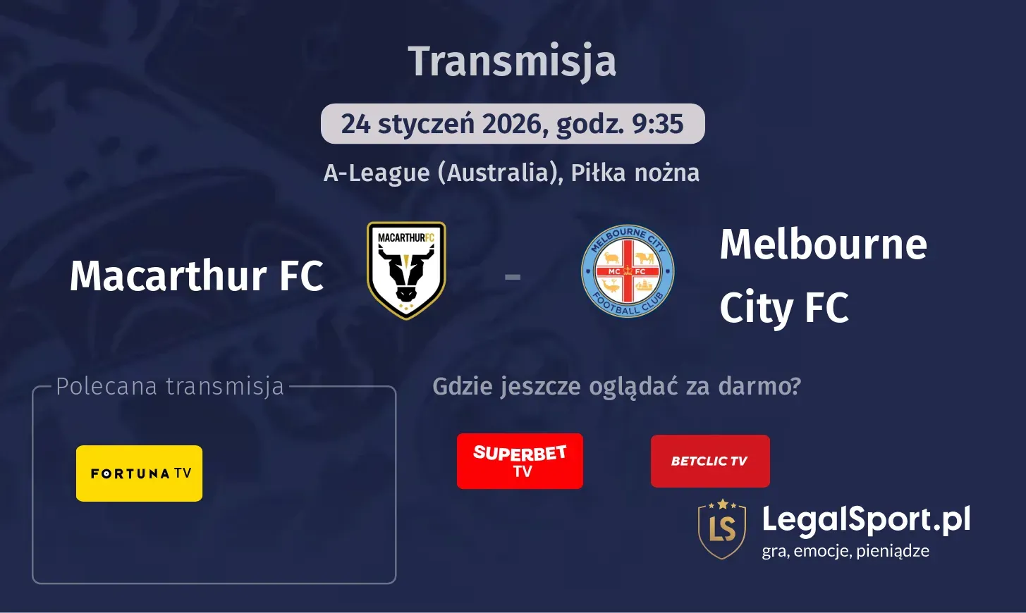 Macarthur FC - Melbourne City FC Transmisje