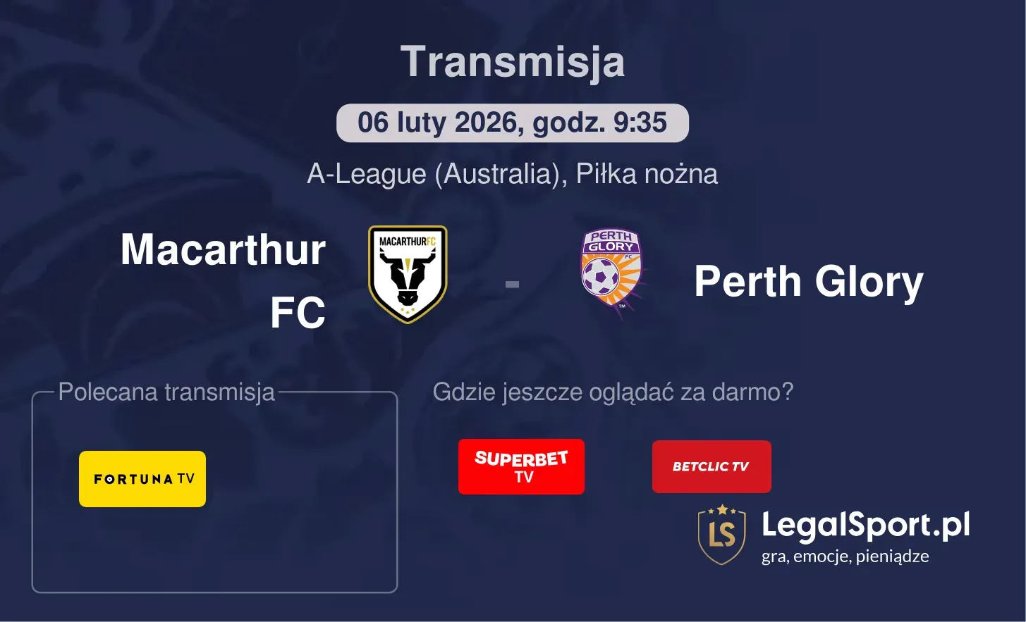Macarthur FC - Perth Glory Transmisje
