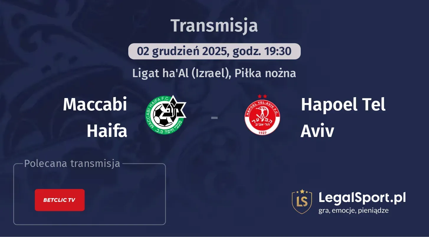 Maccabi Haifa - Hapoel Tel Aviv Transmisje