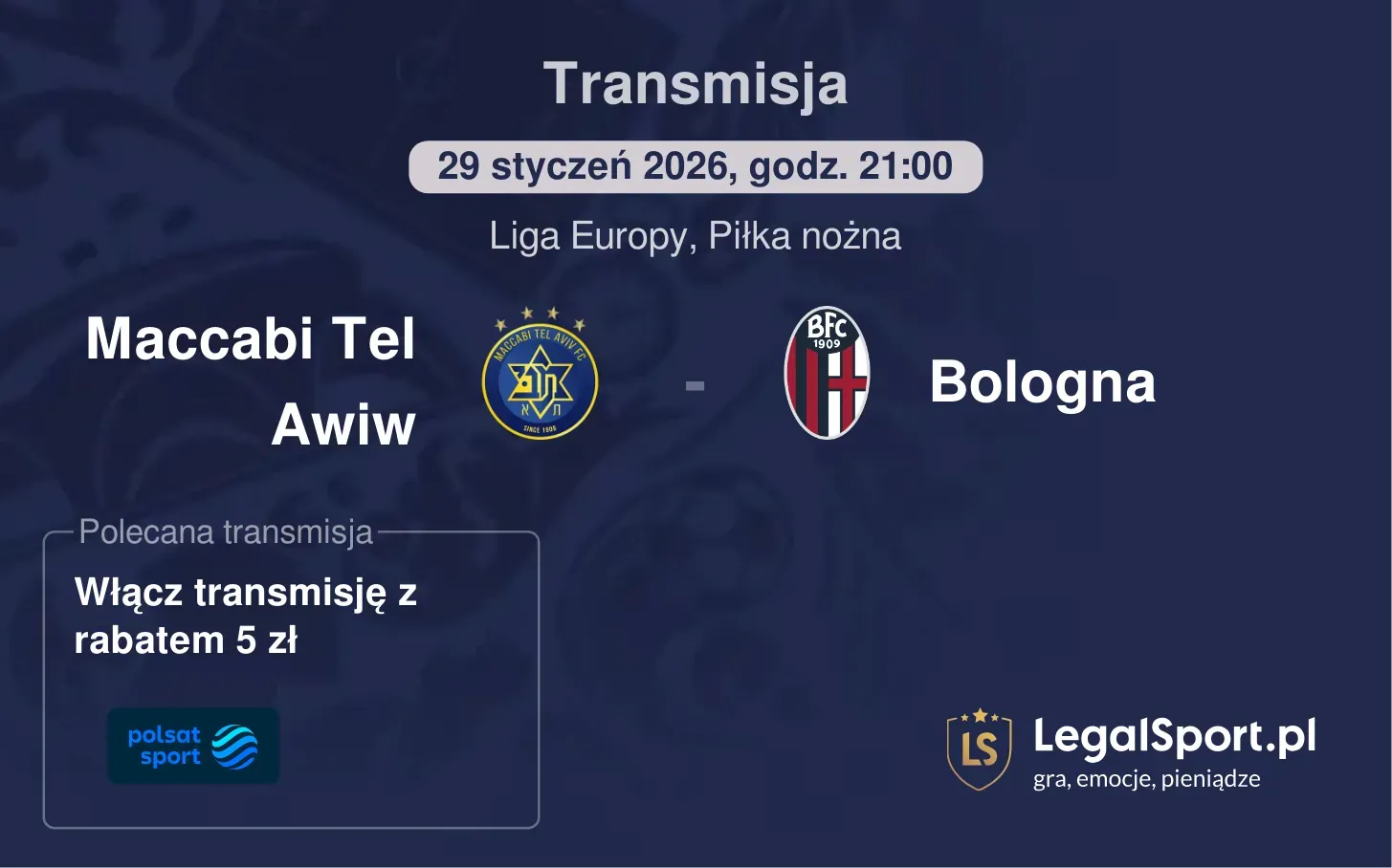 Maccabi Tel Awiw - Bologna Transmisje