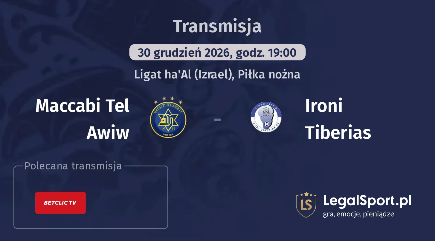 Maccabi Tel Awiw - Ironi Tiberias Transmisje