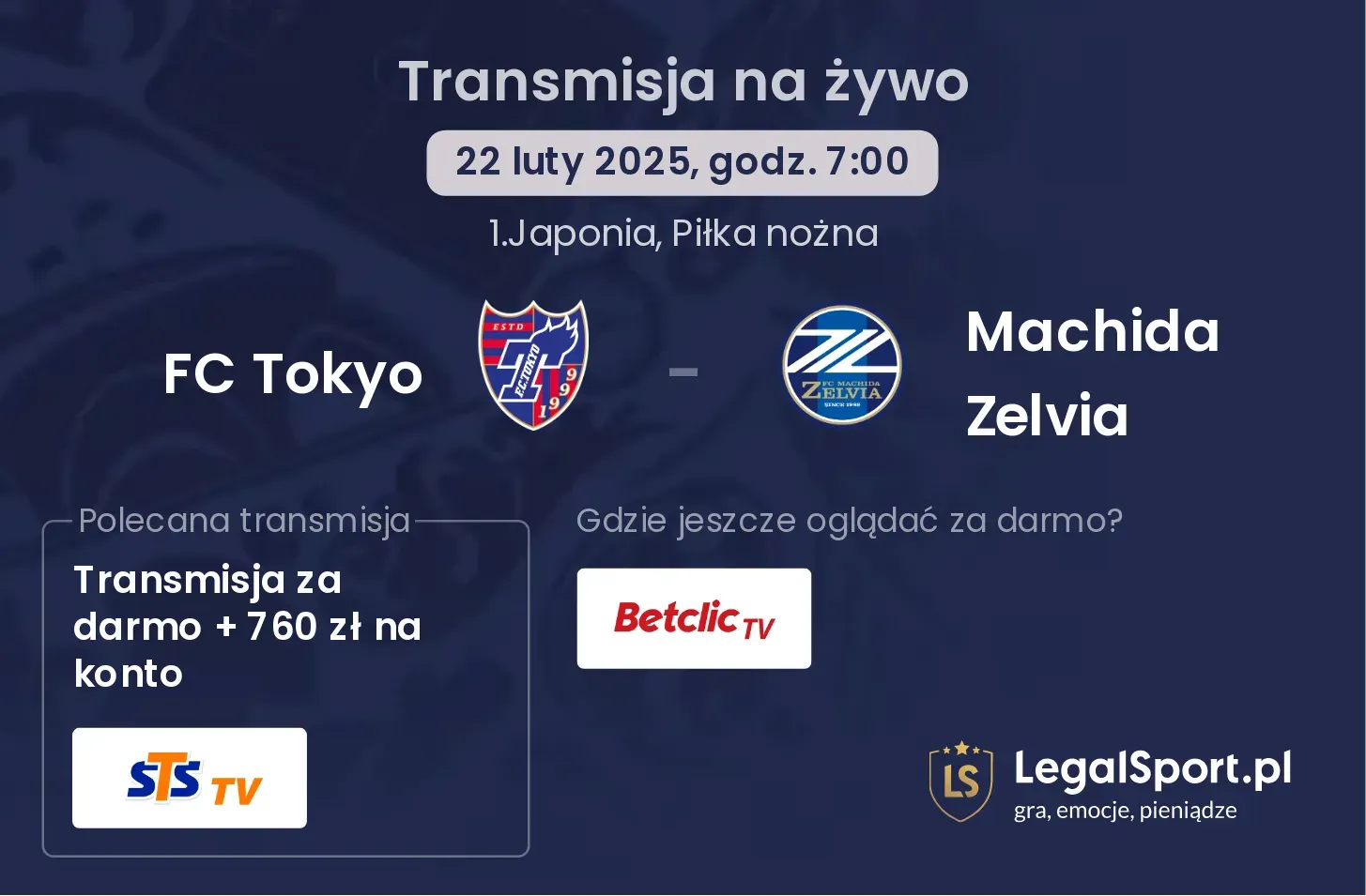 FC Tokyo - Machida Zelvia gdzie oglądać transmisję?