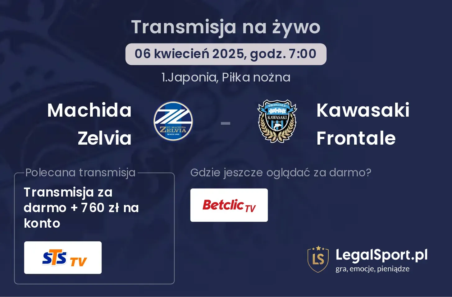 Machida Zelvia - Kawasaki Frontale gdzie oglądać transmisję?