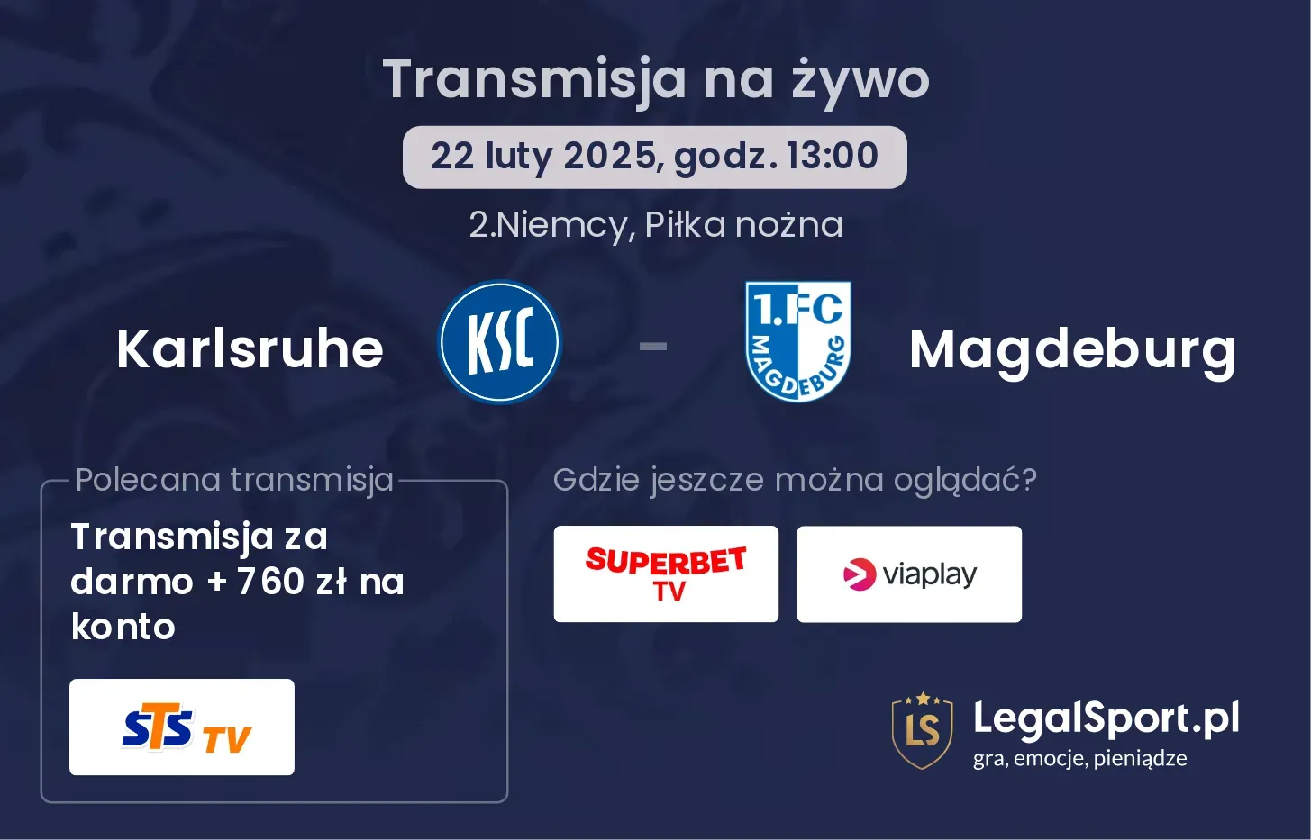 Karlsruhe - Magdeburg gdzie oglądać?