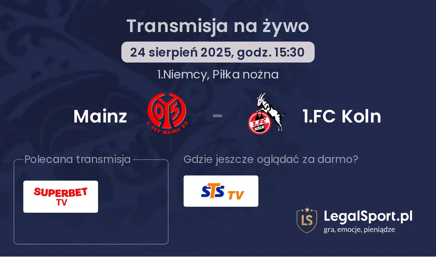 Mainz - 1.FC Koln gdzie oglądać?
