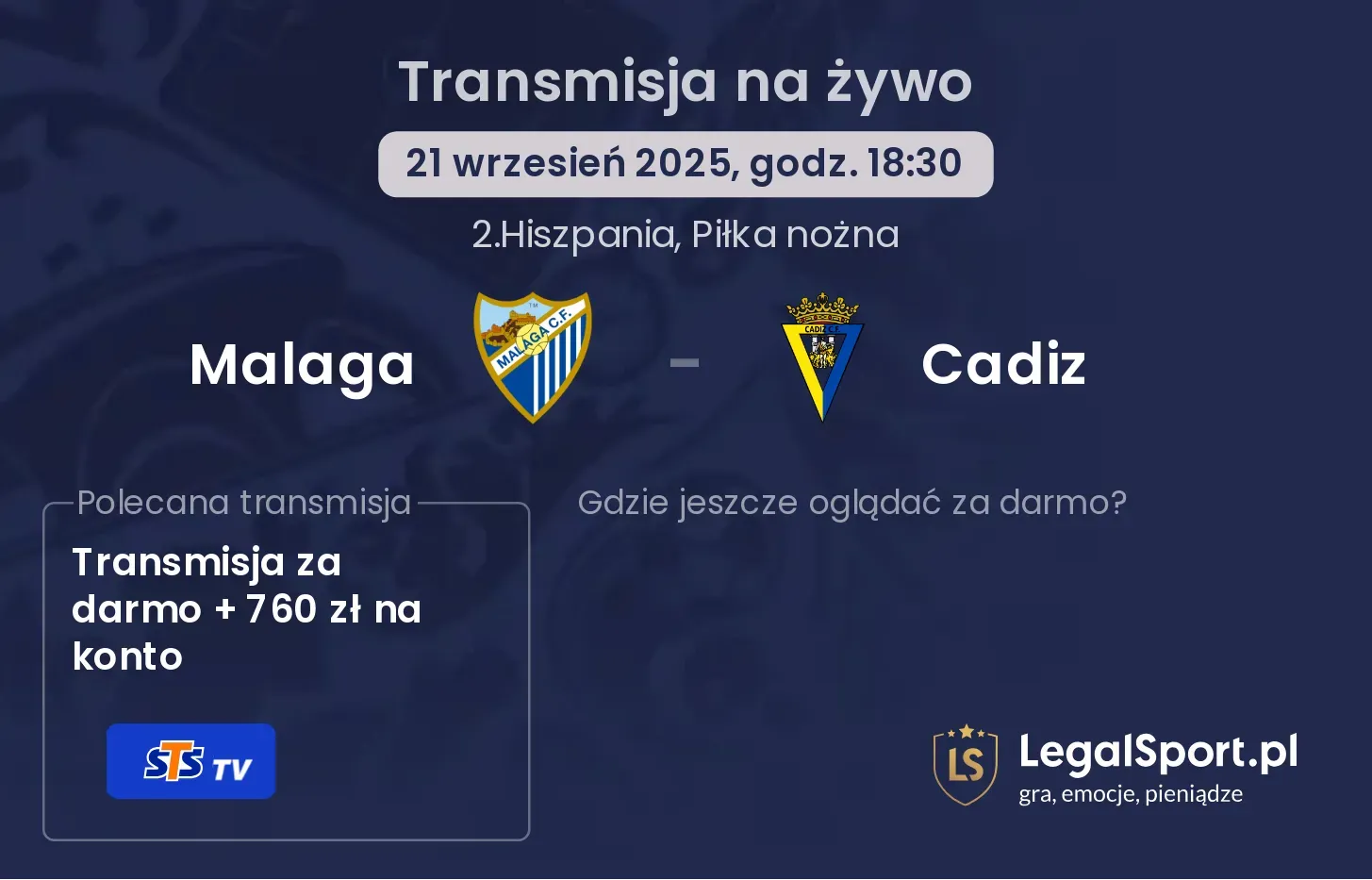 Malaga - Cadiz transmisja na żywo