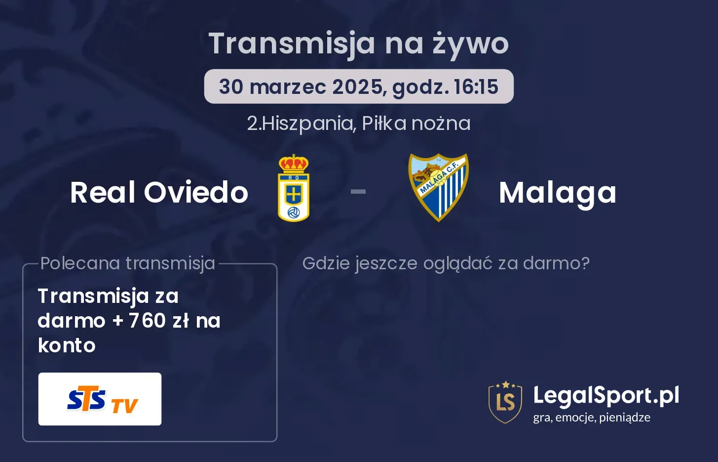 Real Oviedo - Malaga gdzie oglądać transmisję?