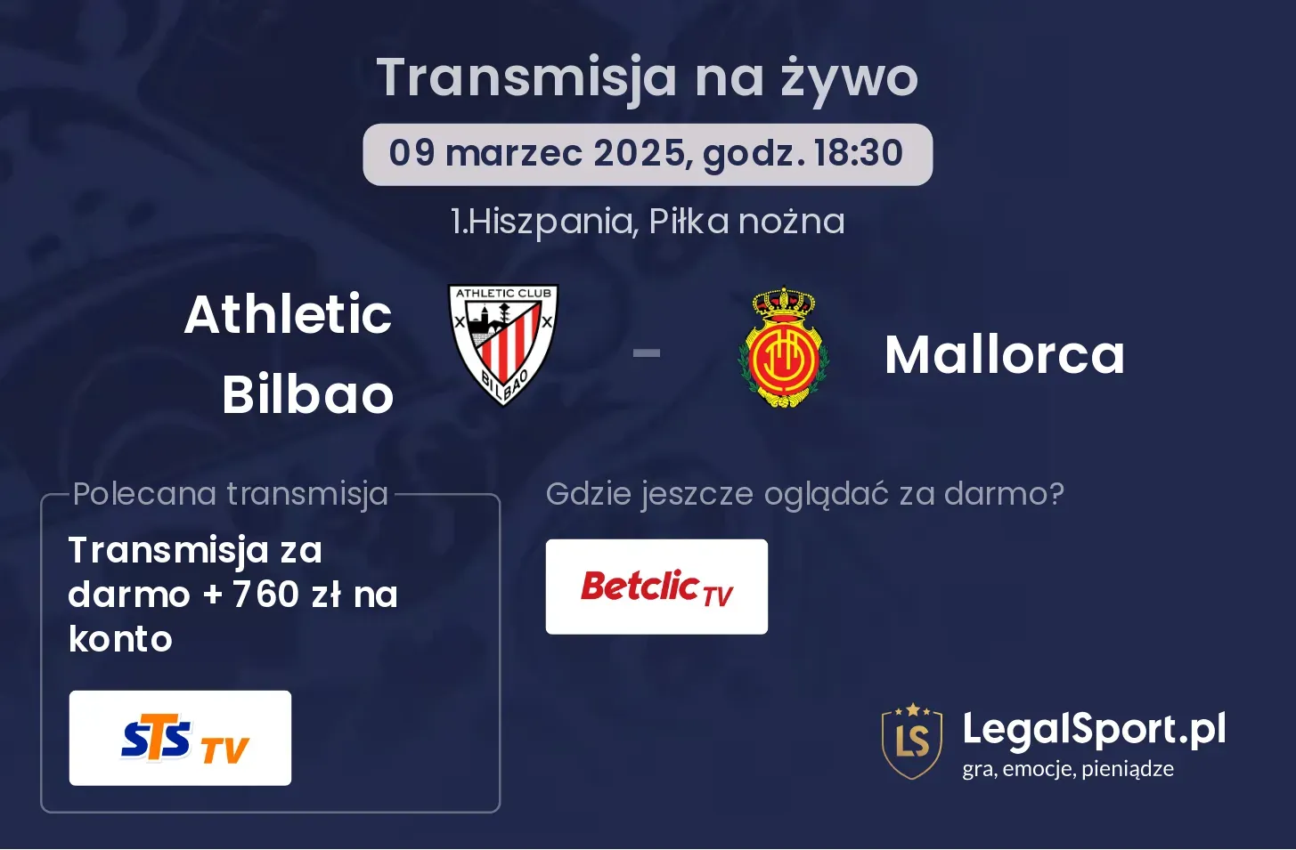 Athletic Bilbao - Mallorca gdzie oglądać transmisję?