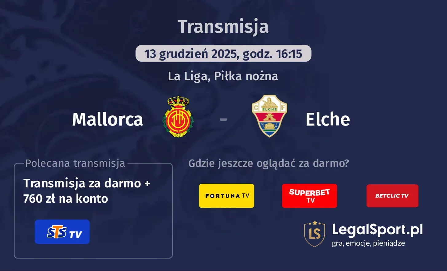 Mallorca - Elche Transmisje
