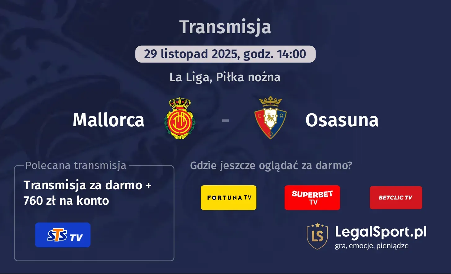 Mallorca - Osasuna Transmisje