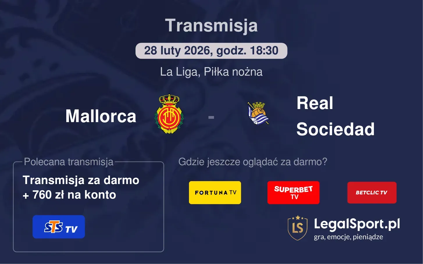 Mallorca - Real Sociedad Transmisje