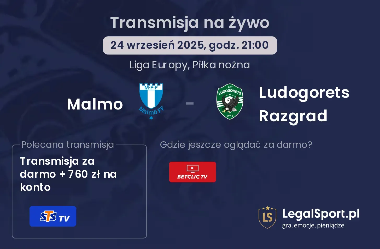 Malmo - Ludogorets Razgrad gdzie oglądać?