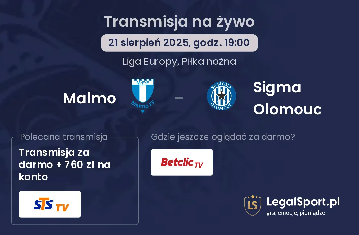 Malmo - Sigma Olomouc gdzie oglądać?