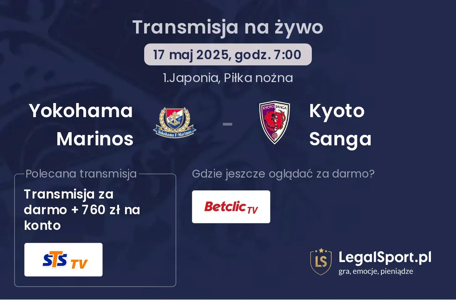Yokohama Marinos - Kyoto Sanga gdzie oglądać transmisję?