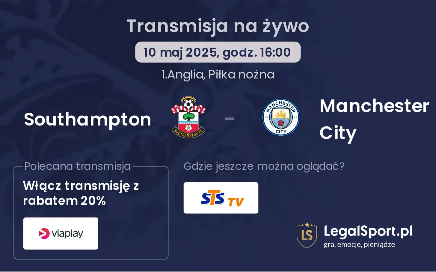 Manchester City - Southampton transmisja na żywo