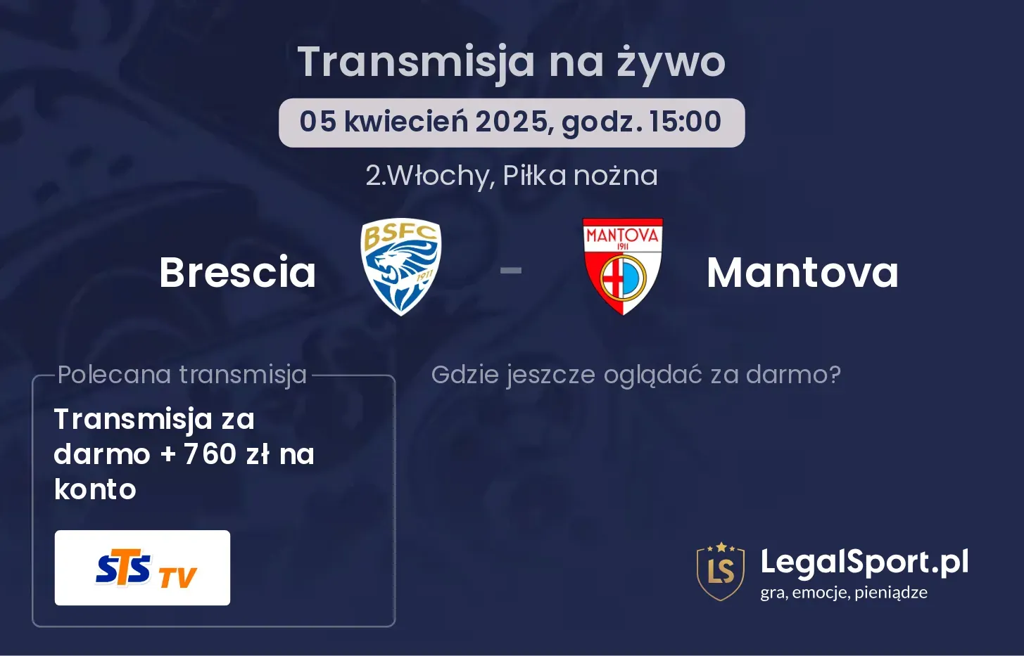 Brescia - Mantova gdzie oglądać?
