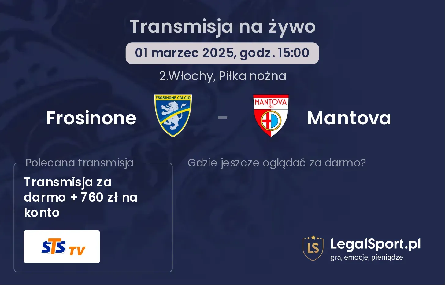 Frosinone - Mantova gdzie oglądać?