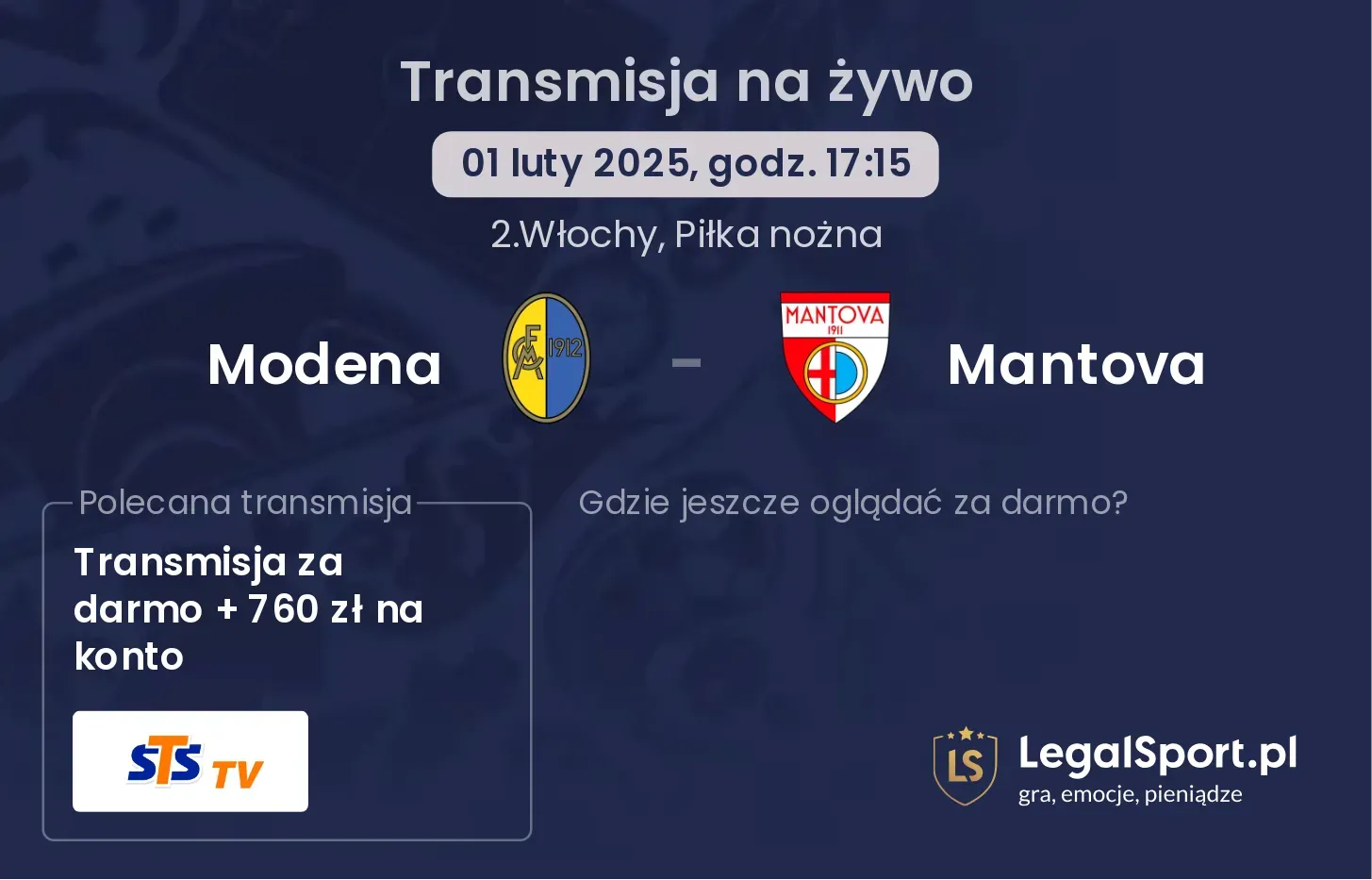 Modena - Mantova gdzie oglądać?