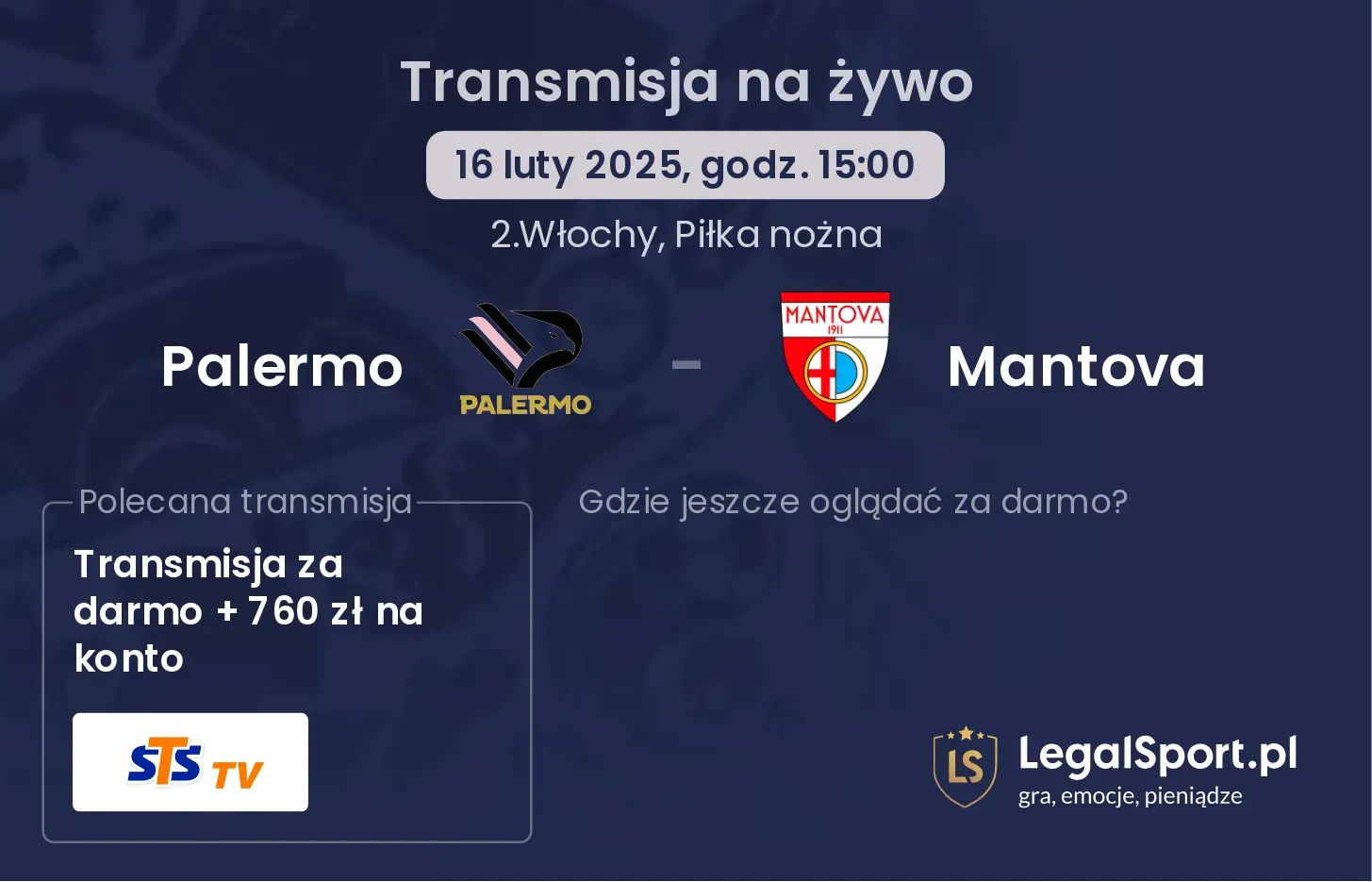 Palermo - Mantova gdzie oglądać?