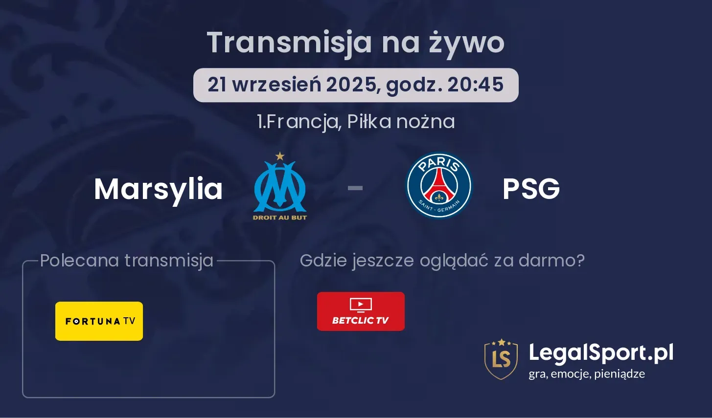 Marsylia - PSG transmisja na żywo