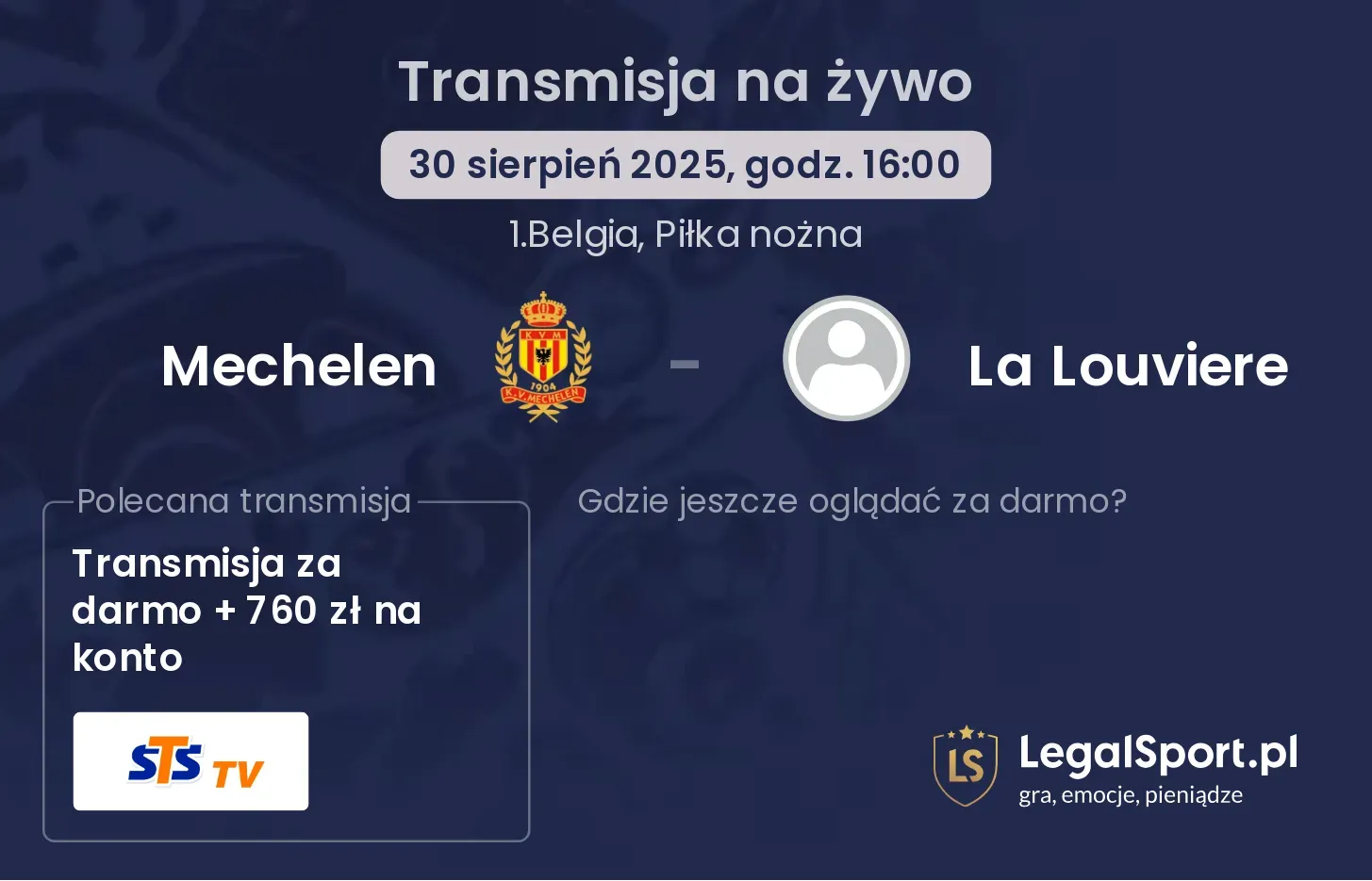 Mechelen - La Louviere gdzie oglądać?