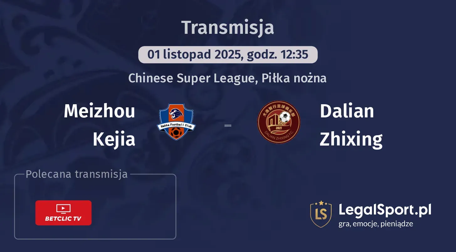 Meizhou Kejia - Dalian Zhixing gdzie oglądać?