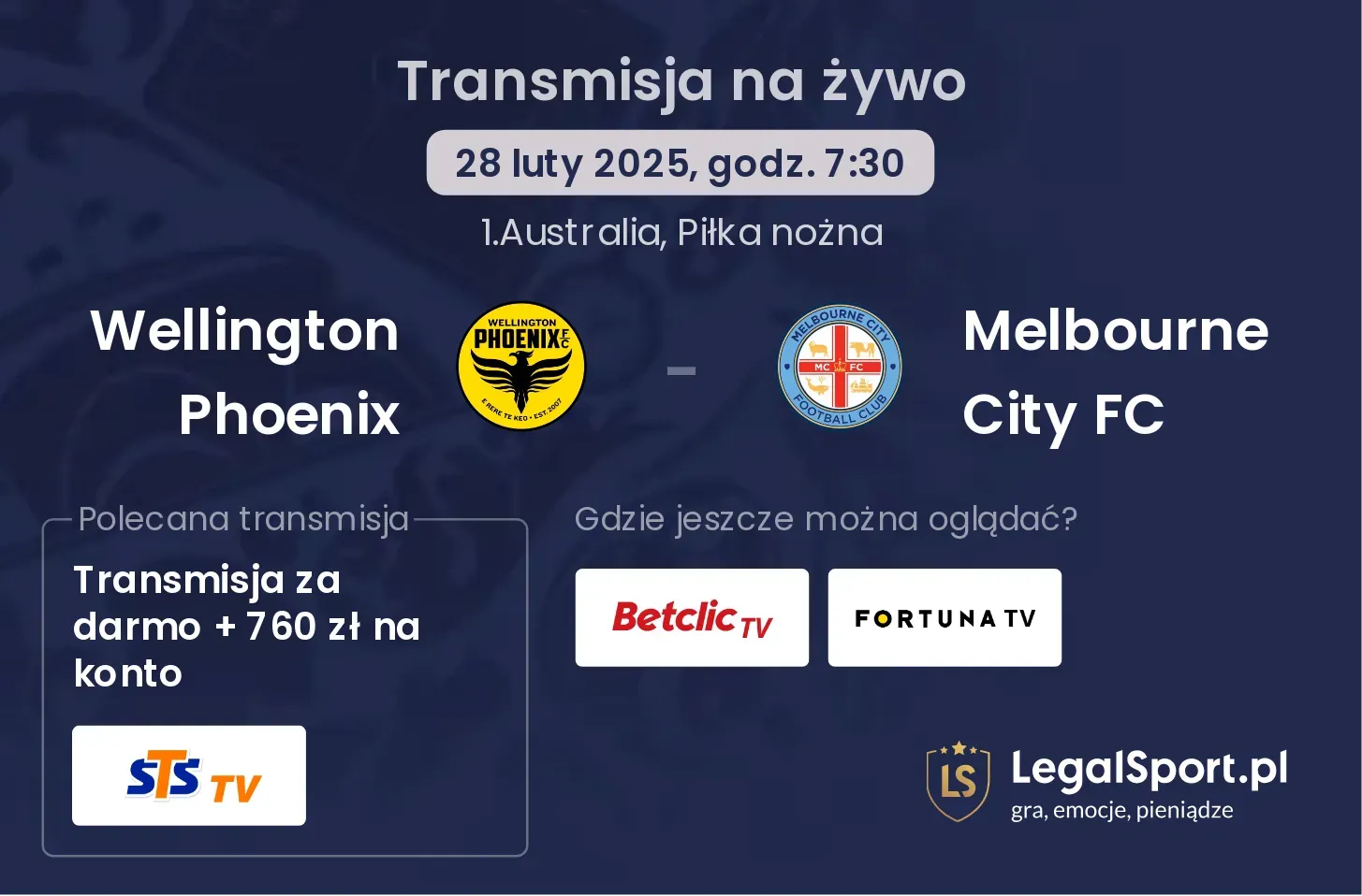 Wellington Phoenix - Melbourne City FC gdzie oglądać?