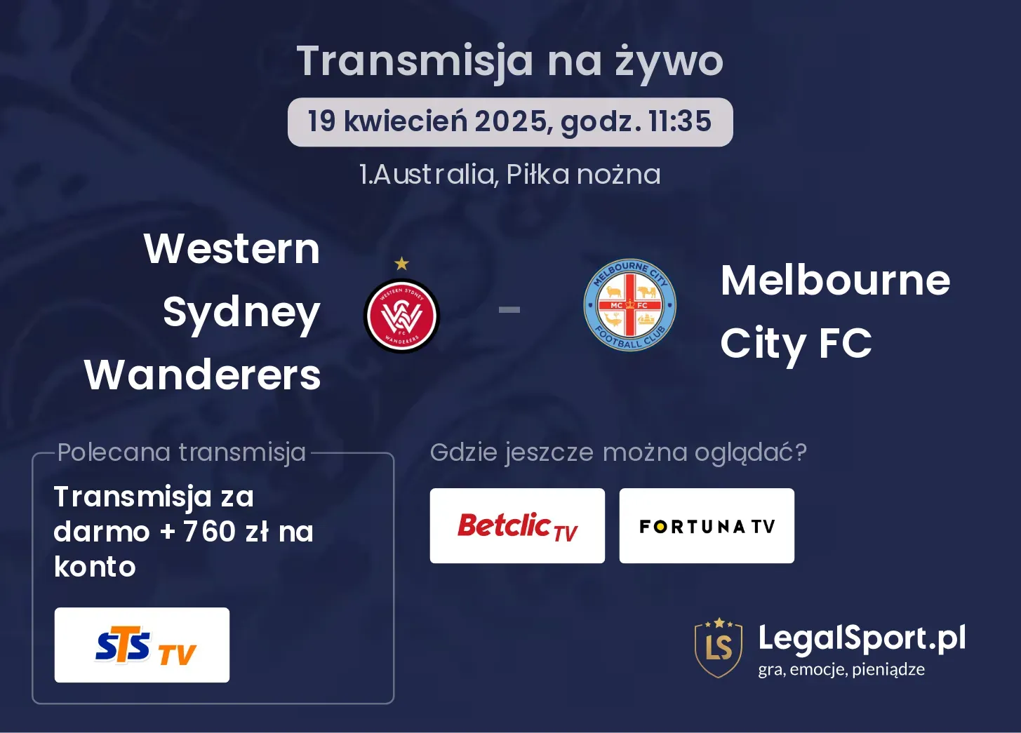 Western Sydney Wanderers - Melbourne City FC gdzie oglądać?