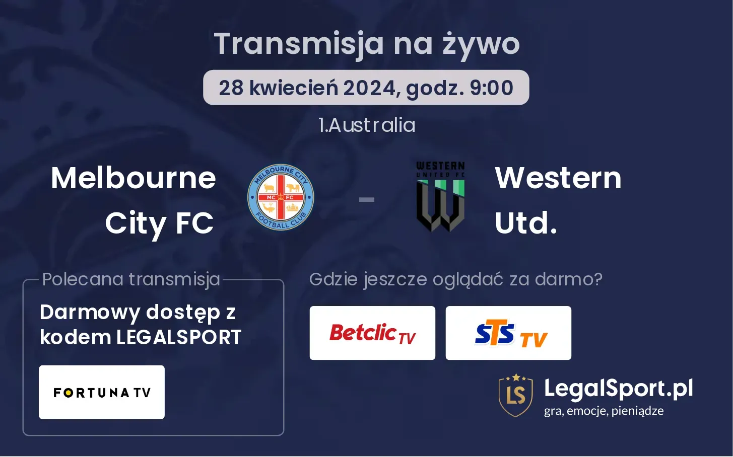 Melbourne City FC - Western Utd. transmisja na żywo