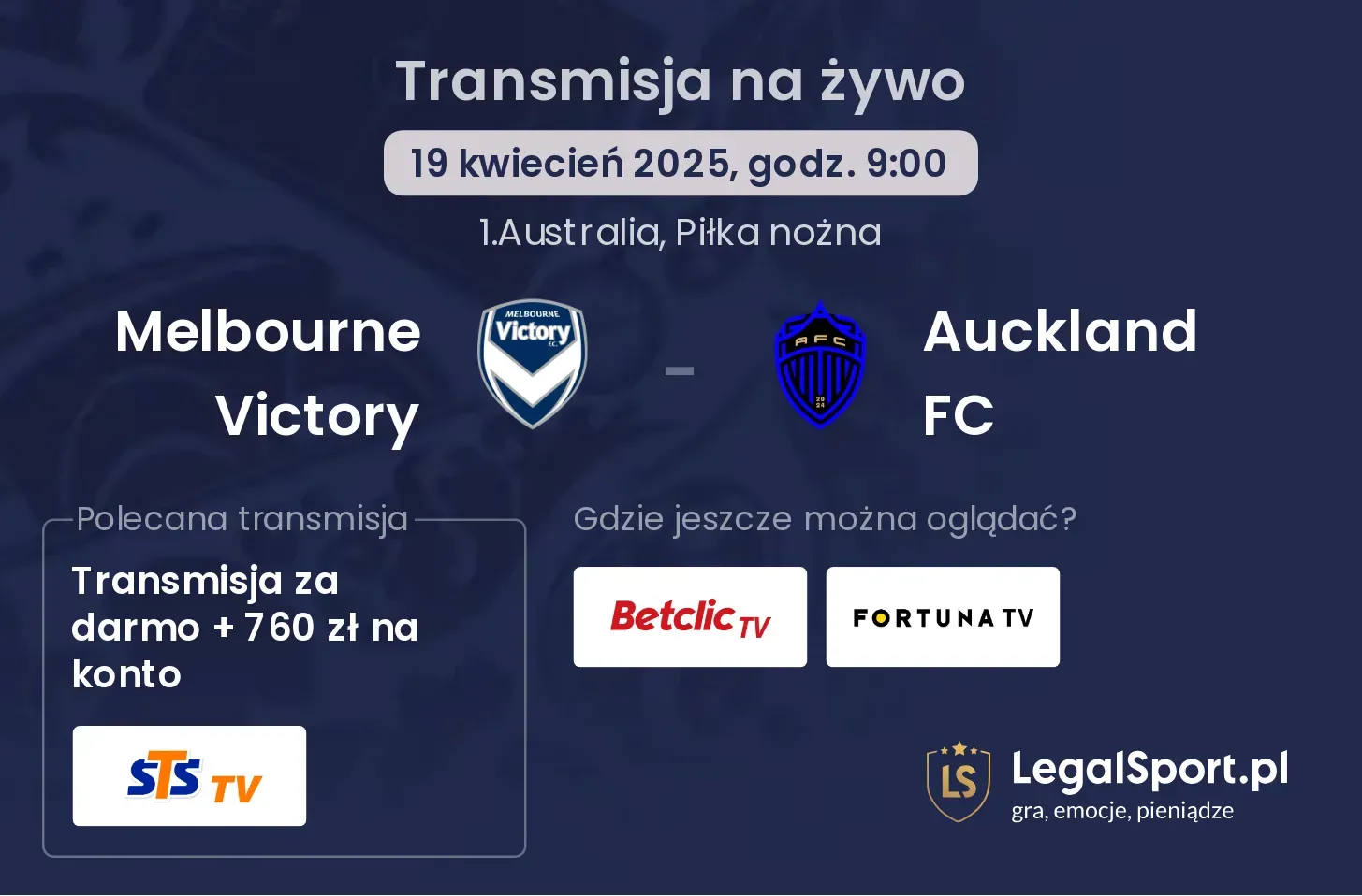 Melbourne Victory - Auckland FC gdzie oglądać transmisję?