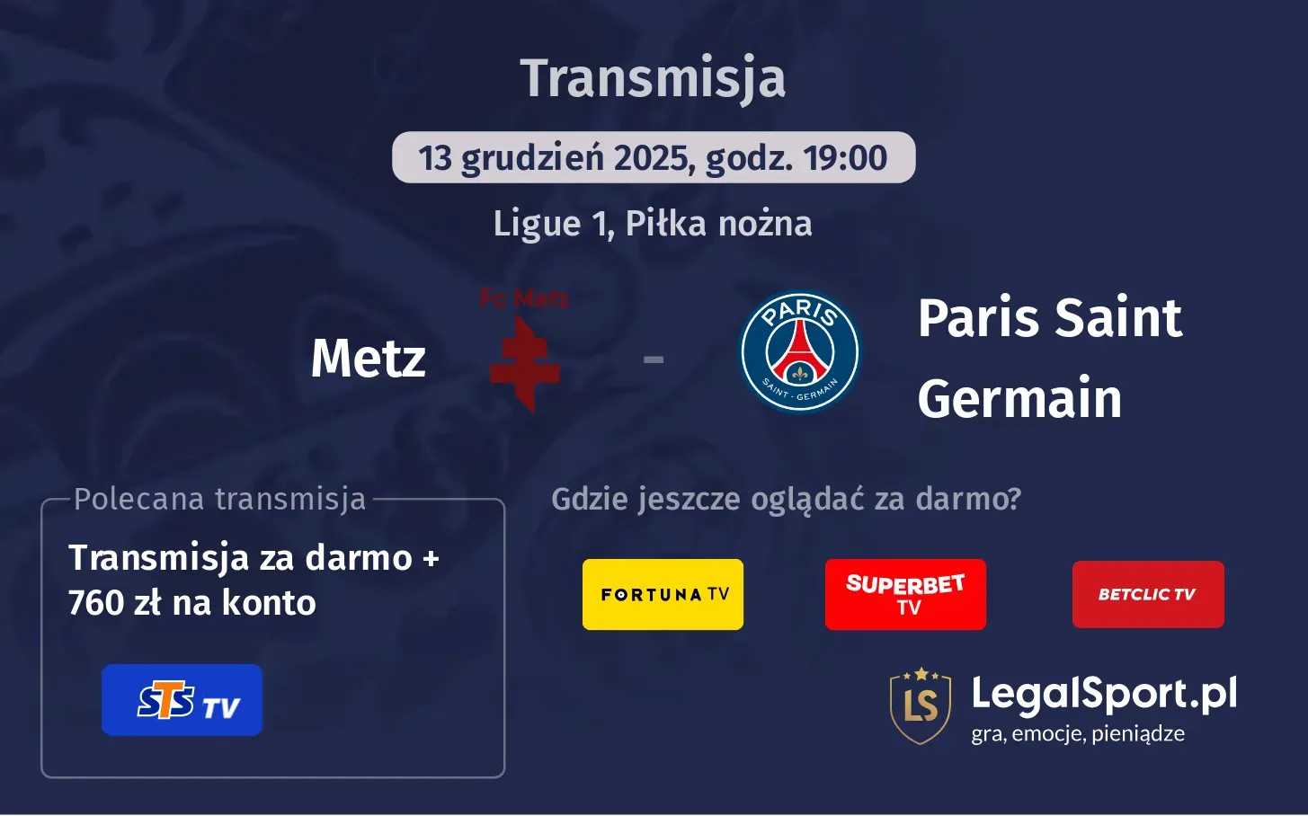 Metz - Paris Saint Germain Transmisje