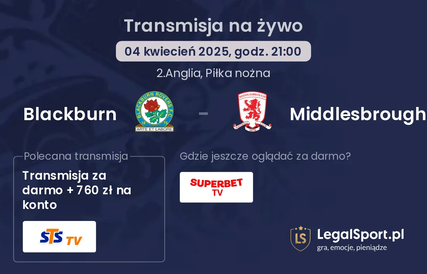 Blackburn - Middlesbrough gdzie oglądać?
