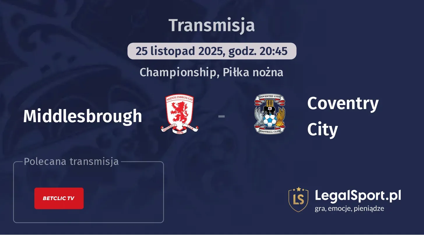 Middlesbrough - Coventry City Transmisje
