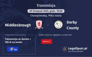 Middlesbrough - Derby County gdzie oglądać? (29.11)