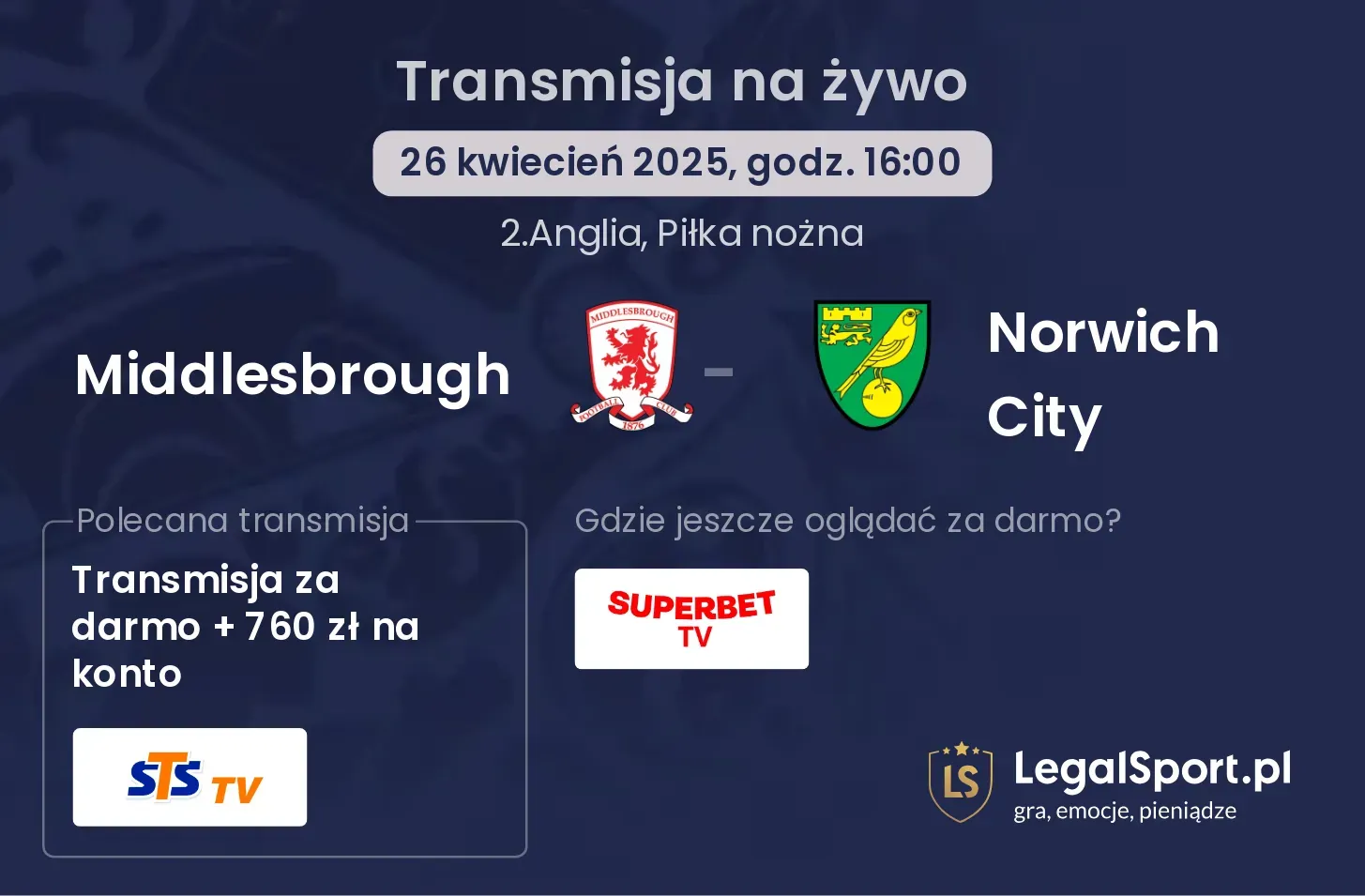 Middlesbrough - Norwich City gdzie oglądać?