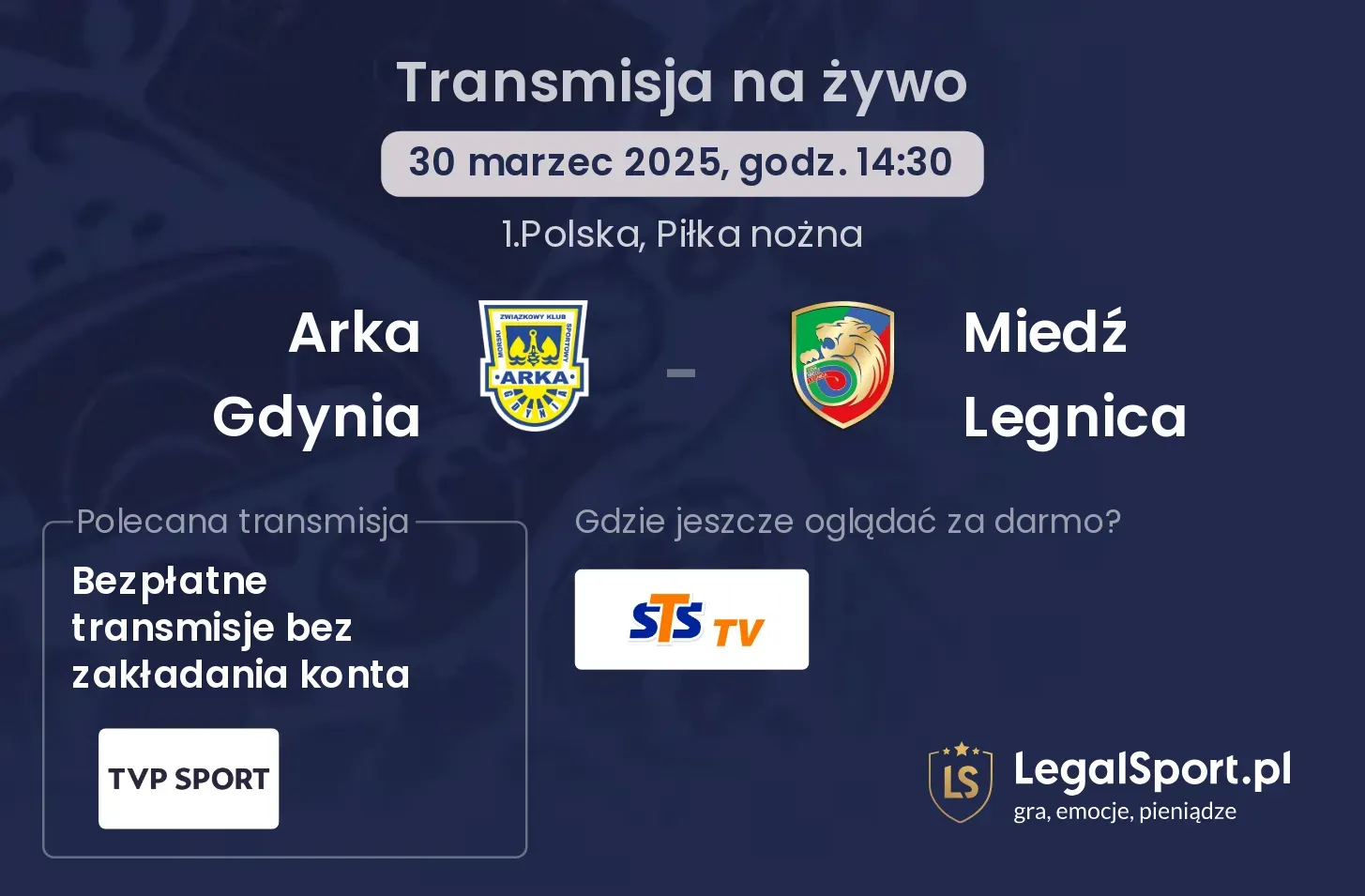 Arka Gdynia - Miedź Legnica gdzie oglądać?