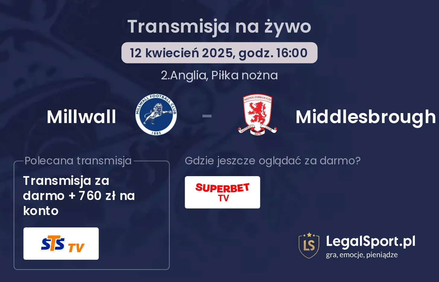 Millwall - Middlesbrough gdzie oglądać?